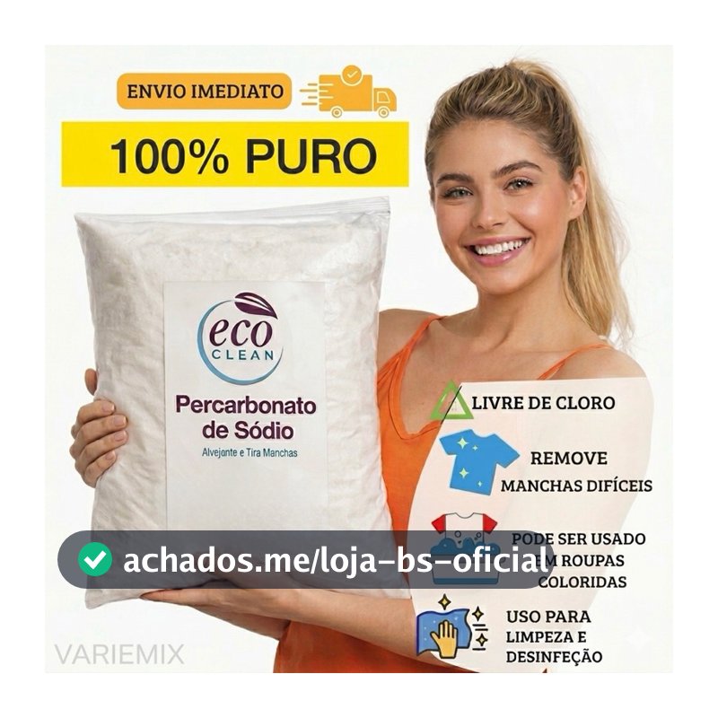 Percarbonato De Sódio 100% ECO CLEAN Tira Manchas limpeza clareador 500g/1kg/2kg/3kg