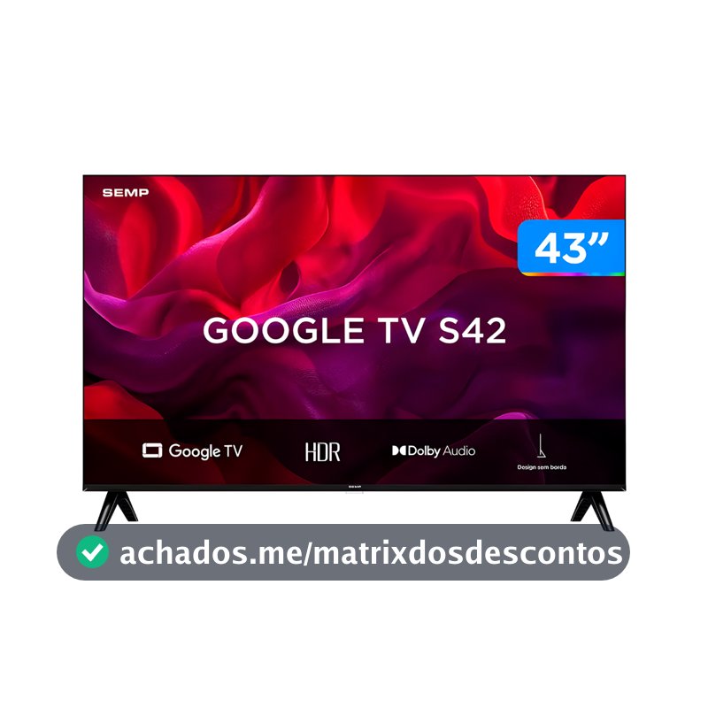 Smart Tv Semp 43S42 43” Led FHD Google Tv Dolby Audio 60Hz