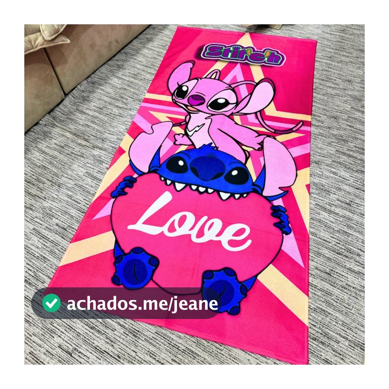 Toalha Infantil Banho Praia Algodão Lilo Stitch E Angel
