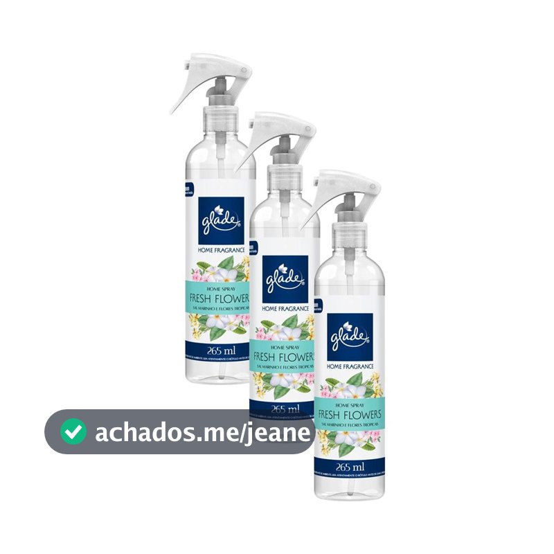 Kit 3 Odorizador Ambiente Fresh Flowers Glade Home Fragrance Frasco 265ml cada
