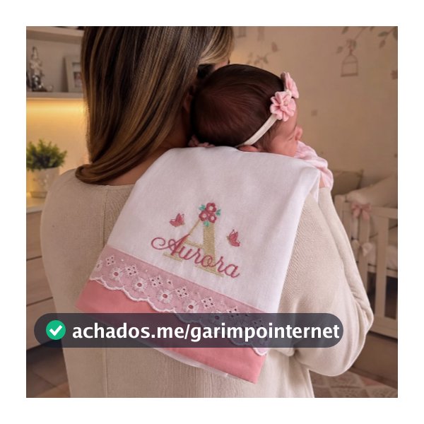 Kit 3 Peças Fralda Paninho de Boca Luxo Nome Bordado Personalizado para Bebê Infantil Menino Menina