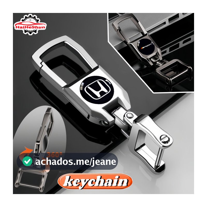 Chaveiro Carro Honda Universal 360 ° Corrente Anti-Perda Com Logotipo Da Marca 3D De Rotação Suave Para HR-V Fit Civic C
