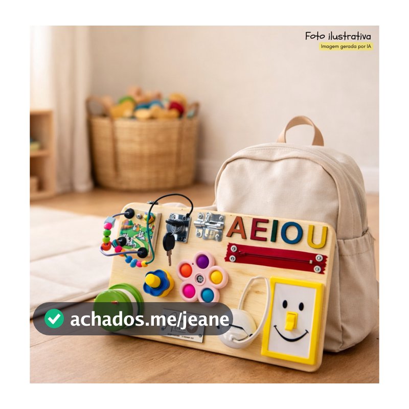 Painel Sensorial Montessori Educativo / Painel de Atividades / Portátil Blumenau - com 35x20cm