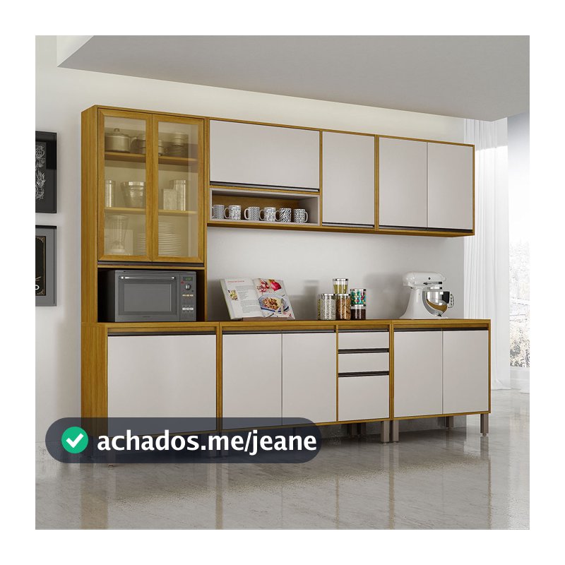 Cozinha Completa Nala Com Cristaleira 5 Peças 12 Portas Mobilihouse
