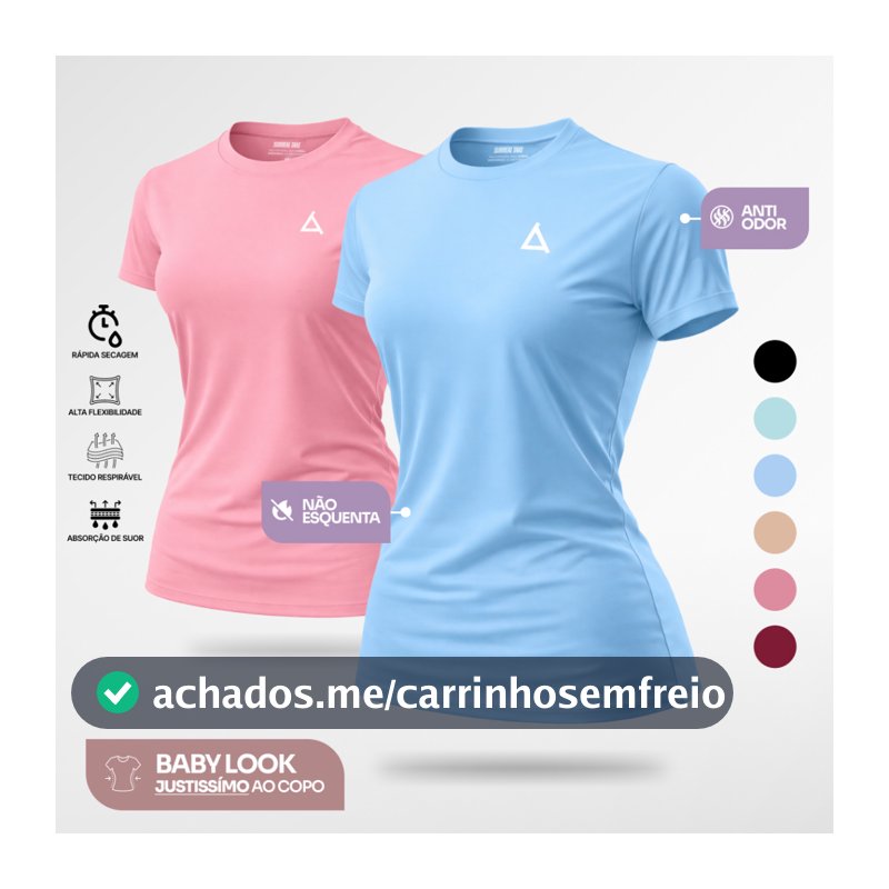 KIT 2 ou 1 Camiseta Academia Feminina Dry Fit UV 50+ Treino Blusa Slim Caminhada Treino Musculação