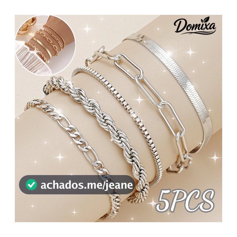 Pulseiras de aço inoxidável de 5 peças, pulseiras hipoalergênicas, pulseiras à prova d'água, pulseiras antidesbotamento