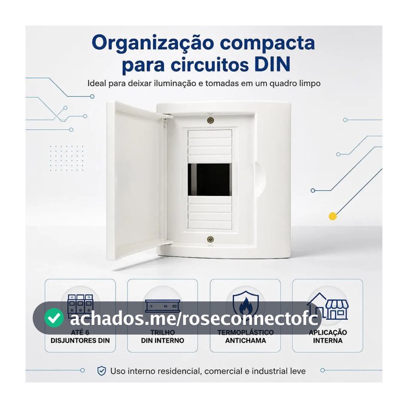 Quadro Caixa de Distribuição Para 6 Disjuntor DIN Tampa Branca de Embutir Com Suporte Para Disjuntor