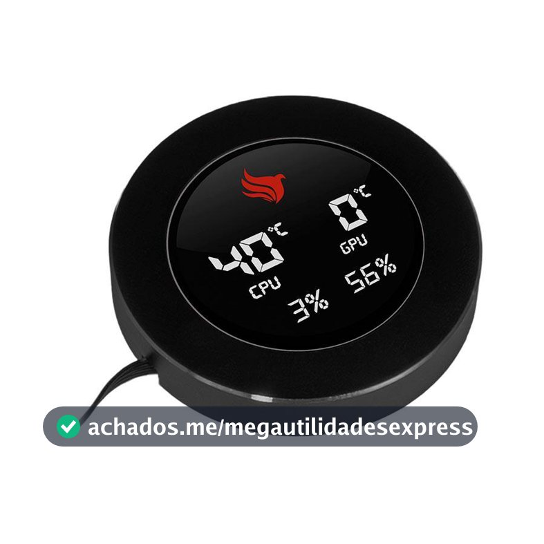 Tela Secundária Pichau Aqua Core, Display LCD p/ Water Cooler USB 9PIN Preto - PCH-TSAC-BK01