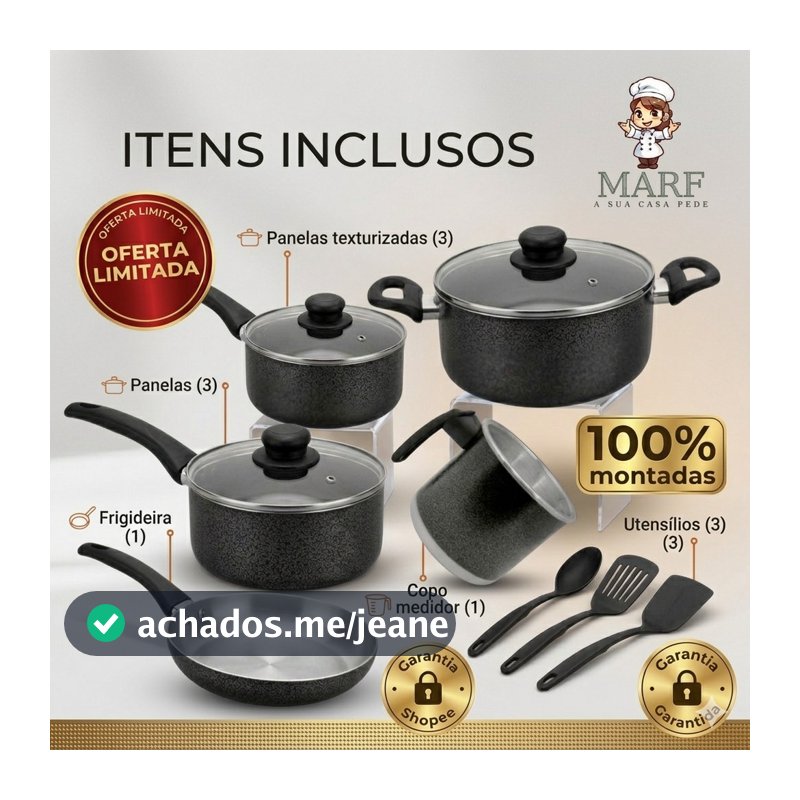 Panelas EM OFERTA Kit 5 Peças Tampa de Vidro Kit Cozinha Completa + kit com 3 espátulas Frigideira Leiteira Panelas