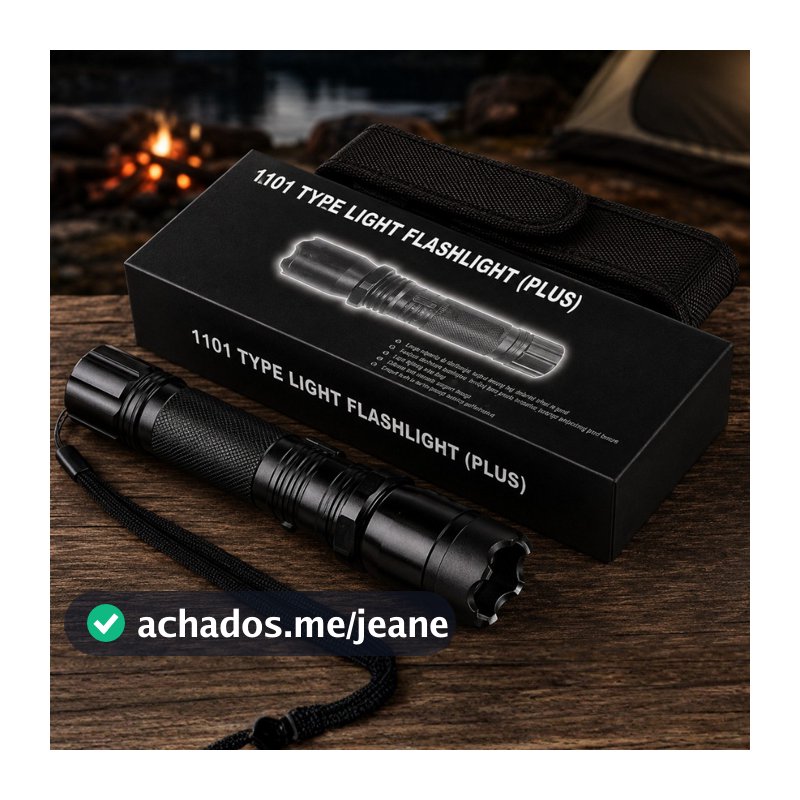 Lanterna Tática LED Type 1101 Light Flashlight Recarregável Potente com Alça de Pulso