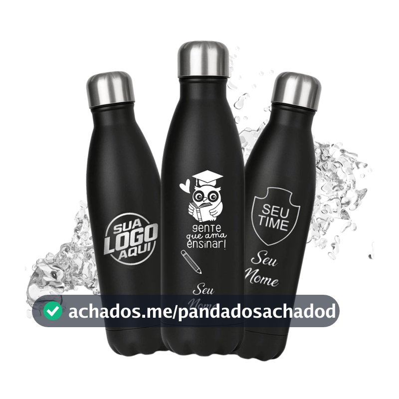 Garrafa Inox Squeeze 500ml Personalizada c/NOME ou LOGOTIPO Presente - DIA DOS PROFESSORES - Professor - Time - Academia