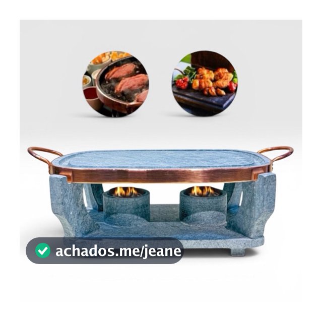 Churrasqueira Para Carne Churrasco 32x22 Cm Pedra Sabão Com Rechaud Fogareiro