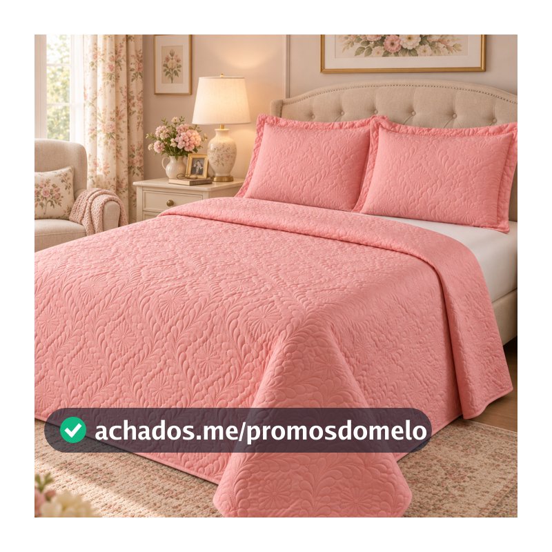 Kit Colcha Cobre Leito Luxo Casal ,Solteiro, Queen + Porta Travesseiro Matelado Ultrassonico Luxo