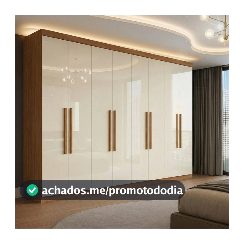 Guarda Roupa Casal 8 Portas 4 Gavetas Paris Espresso Móveis Off White/Cinamomo Cinamomo/Off White