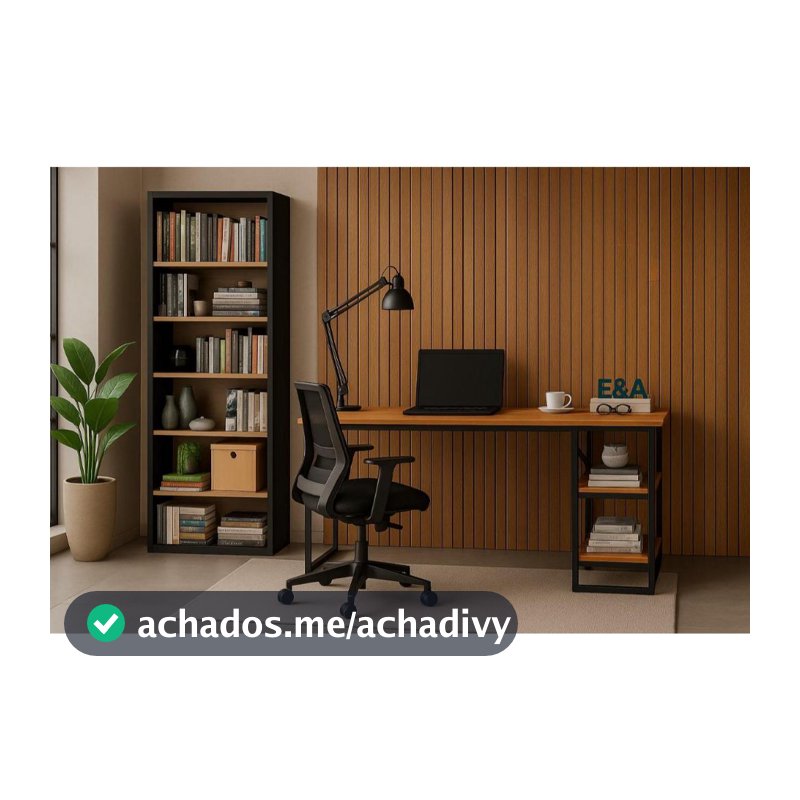 Conjunto Mesa Industrial e Livreiro Moderno - CORES