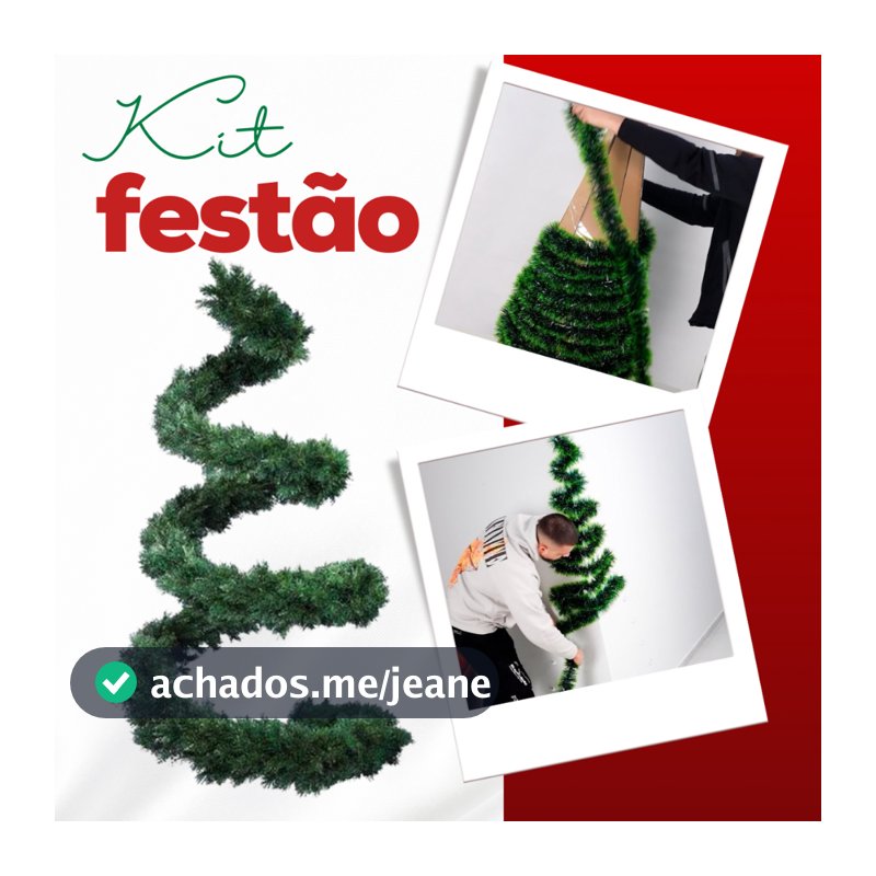 KIT 3 Festão 2mx8cm Verde Escuro - Nevado Premium Decoração Natal