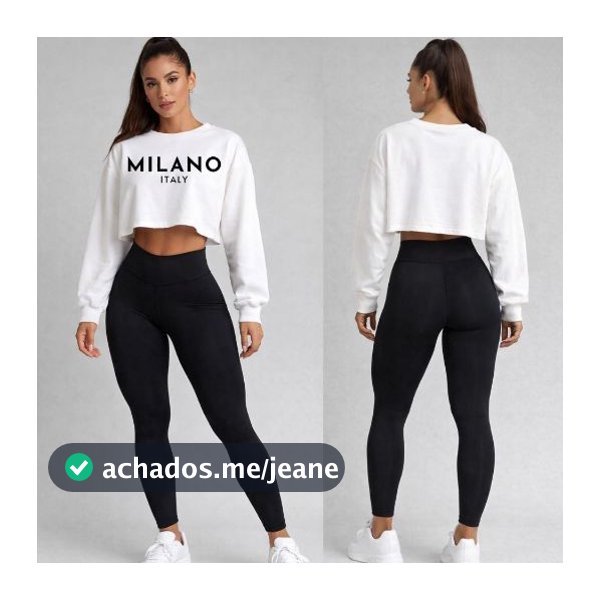 Moletom Cropped Feminino Flanelado Manga Longa para Inverno Confortável Casual Moderno Moda Academia