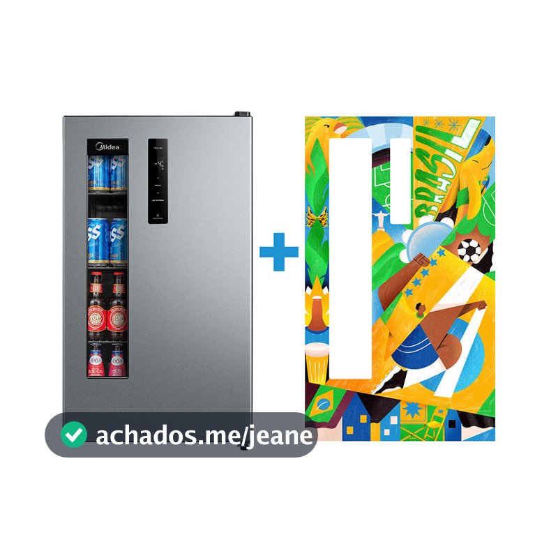 Kit Cervejeira Frost Free 82L Prata + Ímã Personalizado Midea