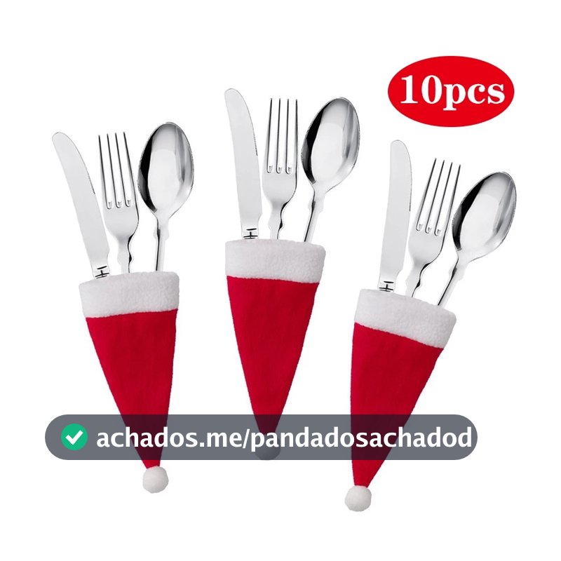 Saco de talheres com 10 peças de decoração de Natal