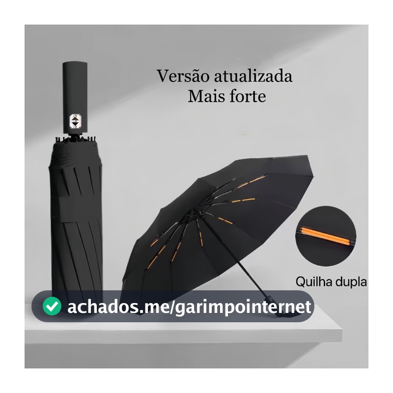 Guarda-Chuva Automático Resistente ao Vento - Abre e Fecha com 1 Botão, Dupla Vareta, Proteção UV