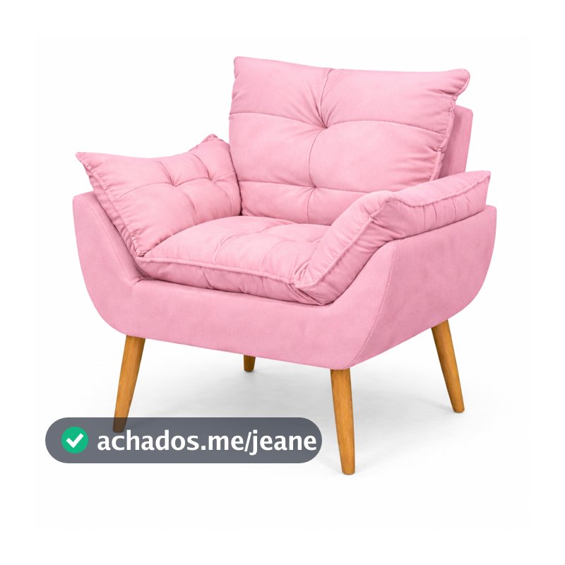 Poltrona Decorativa Opala Sala Quarto Recepção Enchimento Com Fibra De Silicone Pés Palito - GF Moveis