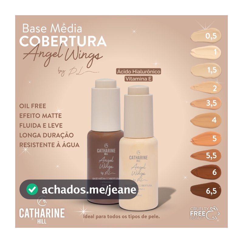 Base Líquida Chill Média Cobertura Pri Lessa Catharine Hill Vegana 30ml Angel Wings Matte