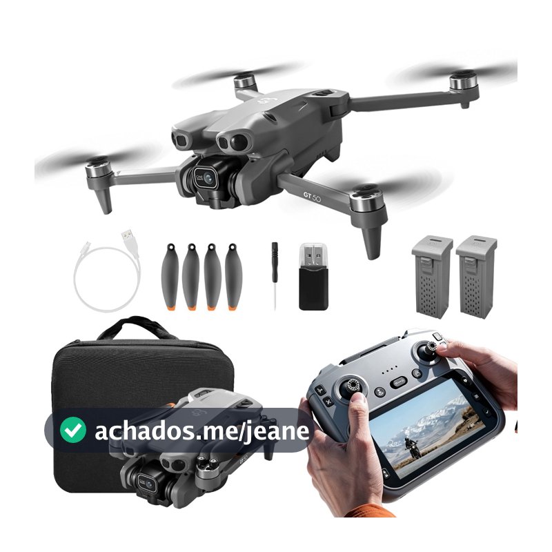 Drone GT50 com Câmera 4K HD, Motor Brushless, Controle com Tela 5.64" e 2 Baterias