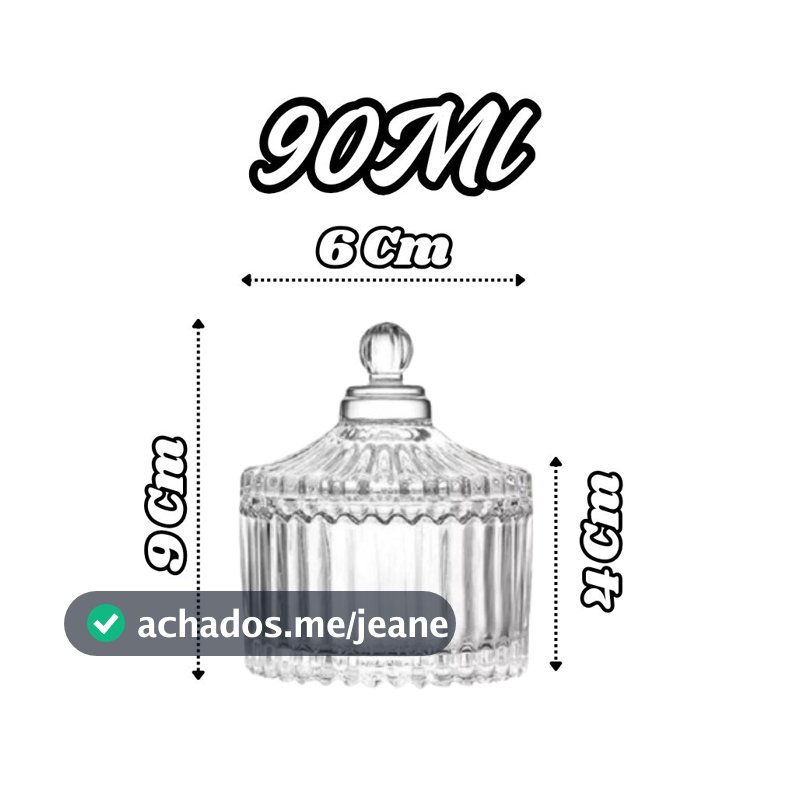 Mini Bomboniere Potiche Vidro com Tampa 90ml -  Lembrancinha Casamento Batizado Festa