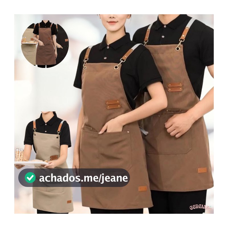 Avental Unissex Cozinha Profissional Dois Bolsos Frontal Ajustável