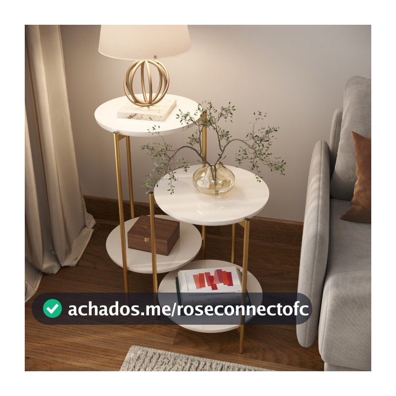 Conjunto 2 Mesa Lateral pés de aço para canto de sofá 100% mdf pintura laqueada borda chanfada Lunis