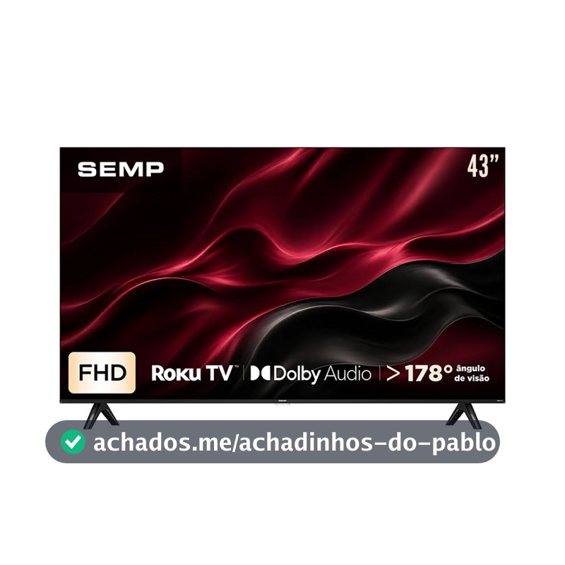 Smart TV Semp 43” 43S42R Full HD Roku TV Dolby Audio Wi-Fi