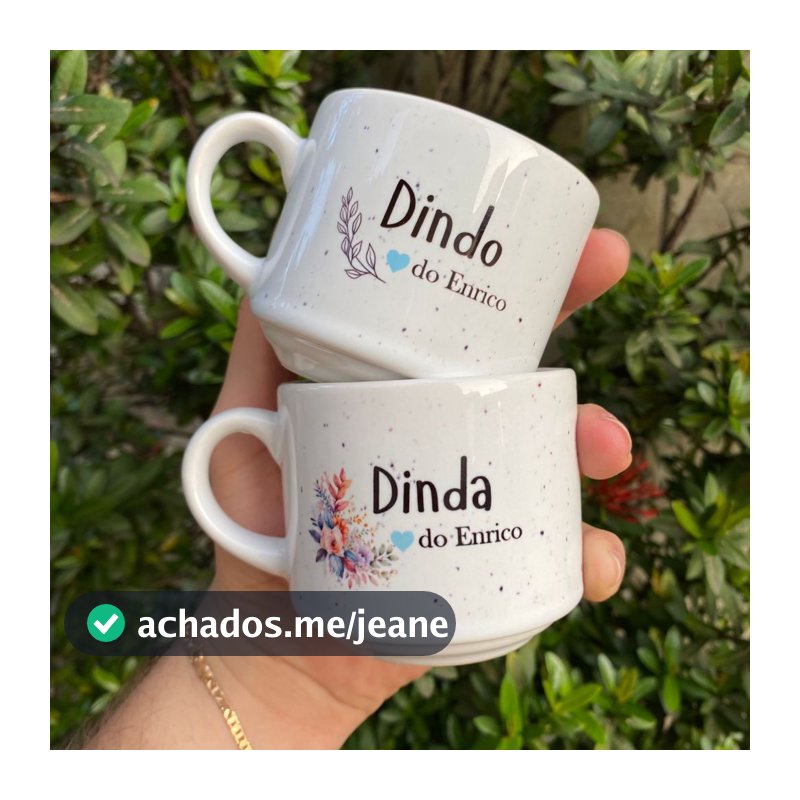Kit 2 Xícaras Personalizadas Presente Padrinhos de Batismo 180ml Envio Rápido