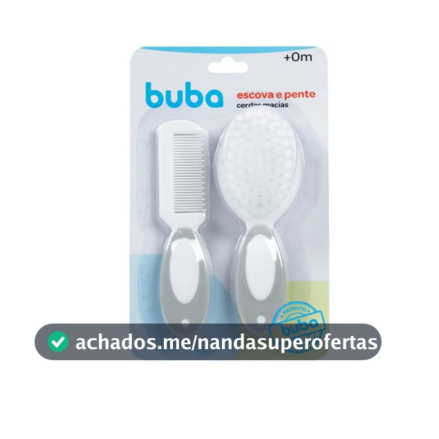 Kit Escova e Pente Bebê Buba Cerdas Macias para Recém-Nascido Infantil