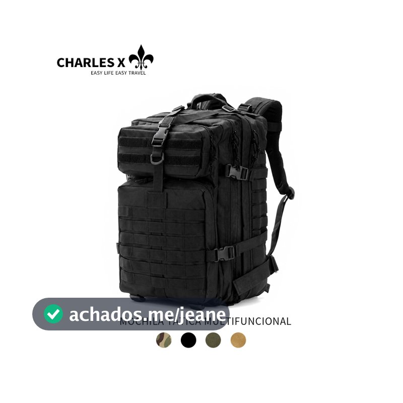 CHARLES X Mochila militar tática de grande capacidade, reforçada e impermeável, com 50 litros de capacidade.