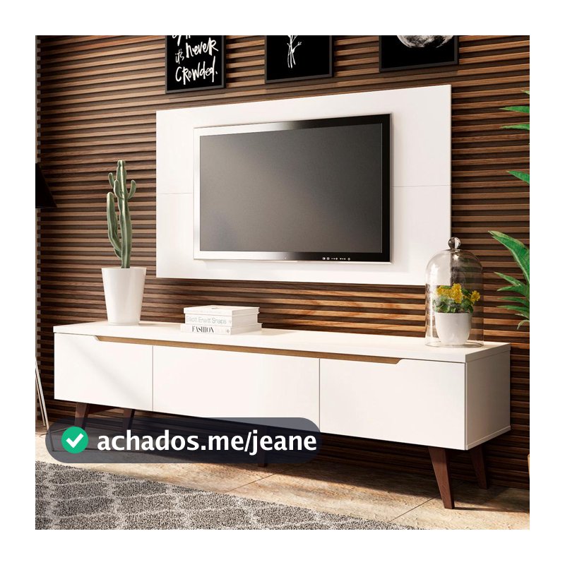 Rack Madesa Reims e Painel para TV até 55 Polegadas 2 Portas e 1 Gaveta - Branco