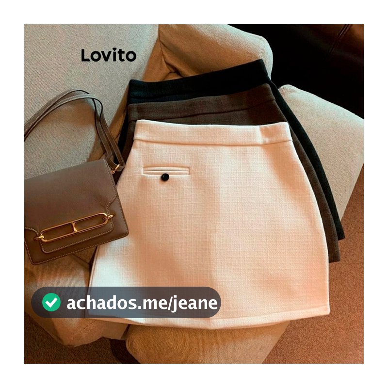 Lovito Saia Curta Feminina de Cintura Alta SKNS40EX567