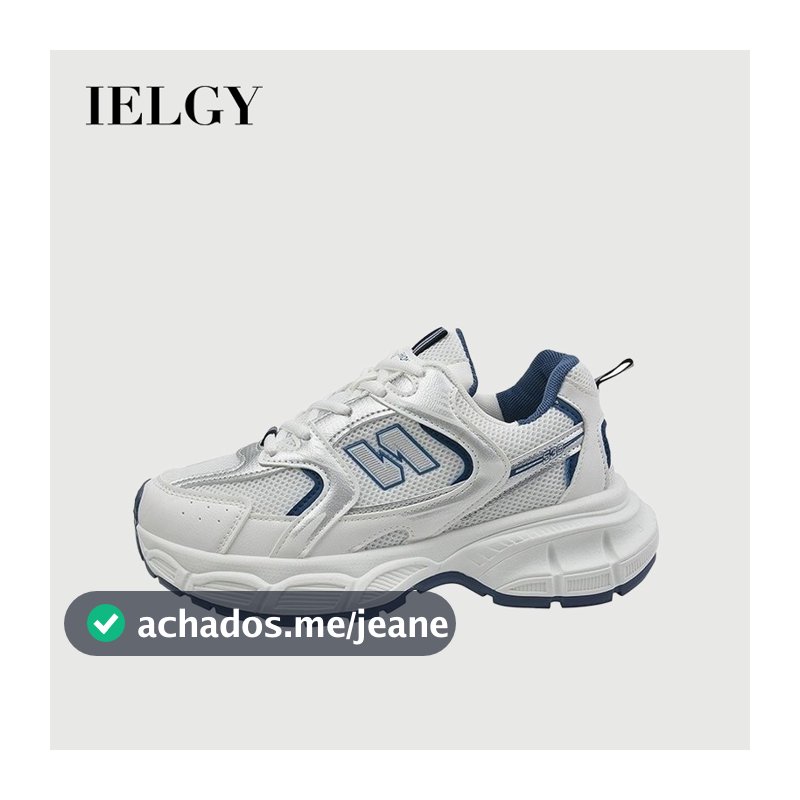 IELGY Daddy Shoes Feminino Verão 2026 Moda Plataforma Leve Malha Branca Respirável Tênis Coreano