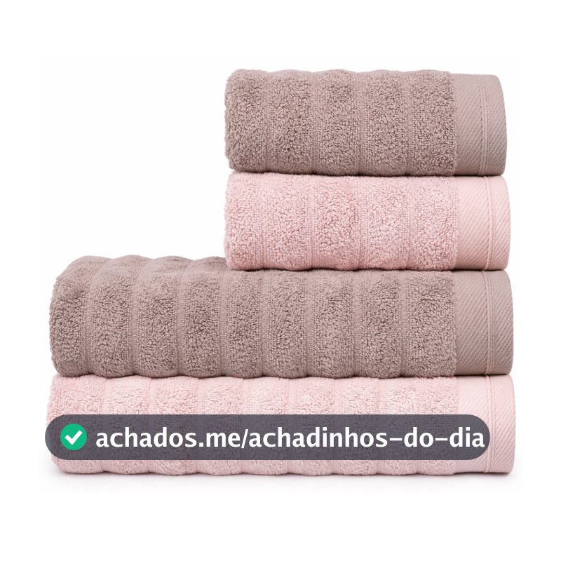 Jogo/Kit  2 Toalhas de Banho + 2 Toalhas de Rosto Fio Penteado Grossa 100% Algodão 520g/m² Atlântica