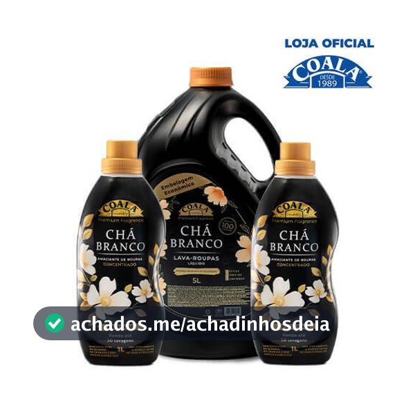 Kit Coala Laundry 1 Lava Roupas 5L + 2 Amaciantes de 1L cada - Chá Branco