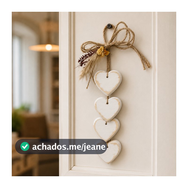 Penca de Coração Branca c/ 4 unidades Decoração de Porta Decoração de Casa