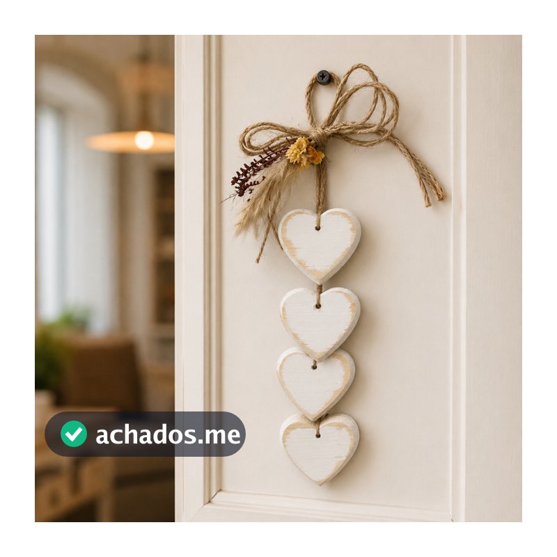 Penca de Coração Branca c/ 4 unidades Decoração de Porta Decoração de Casa