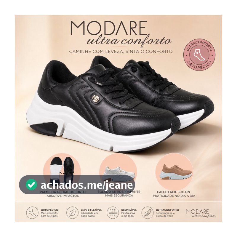Tenis Feminino Modare Casual Dia a Dia Ultraconforto Ortopédico Slip On Knit Original Calce Fácil