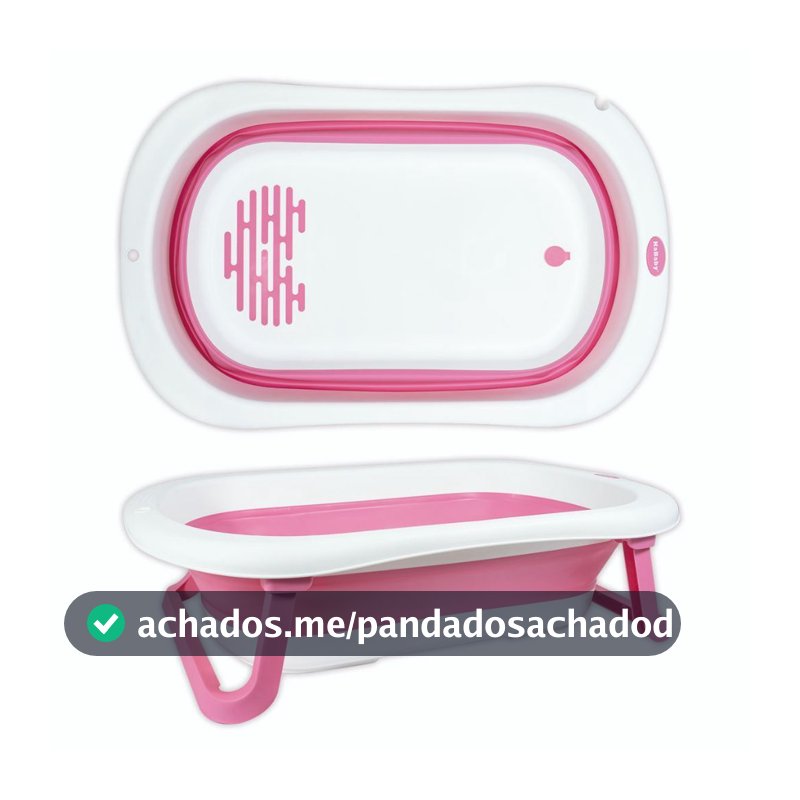 Super Banheira Infantil para Bebê Antiderrapante Dobrável 35 Litros Rosa - KaBaby