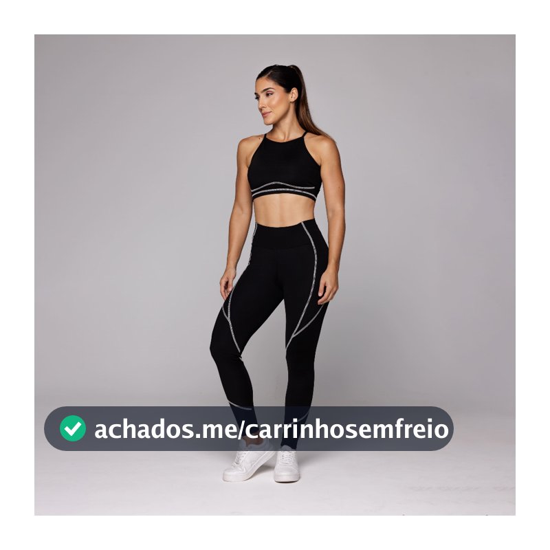 Conjunto Fitness Feminino Sense Academia Top Poliamida e Calça Legging Alta Compressão Coleção Duo