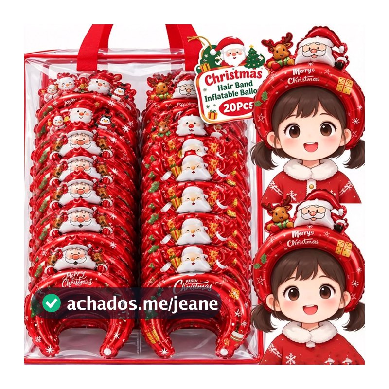 Balão De Natal Inflável Reutilizável , Faixa De Cabeça Fofa De Folha De Alumínio De Papai Noel , Argola De Cabelo Para L