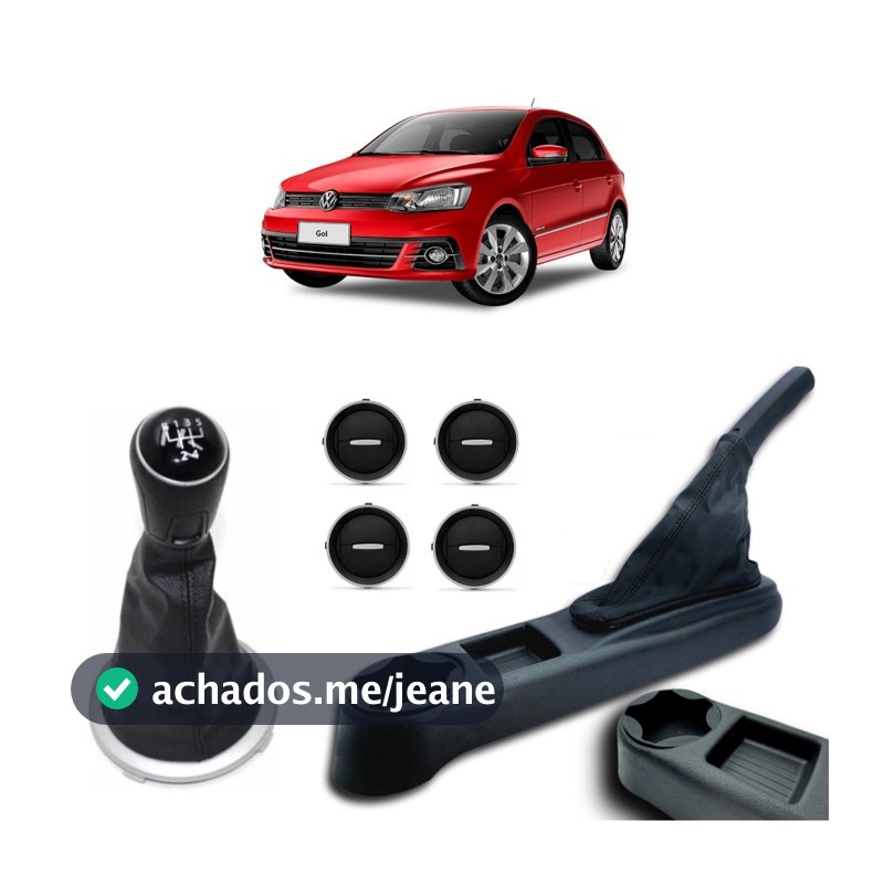 Kit Prolongador + Coifa Cambio + Bola + Difusor Ar Gol Saveiro Voyage G5 G6 Prata