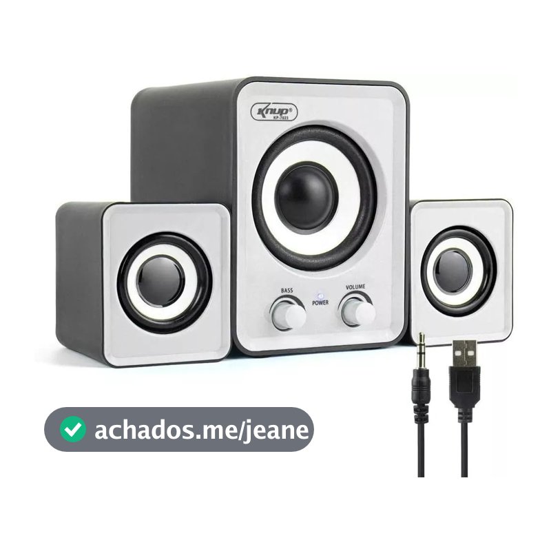Mini Caixinha Caixa de Som C/ Subwoofer USB Som Estéreo 12W P2 3.5mm KP-7023