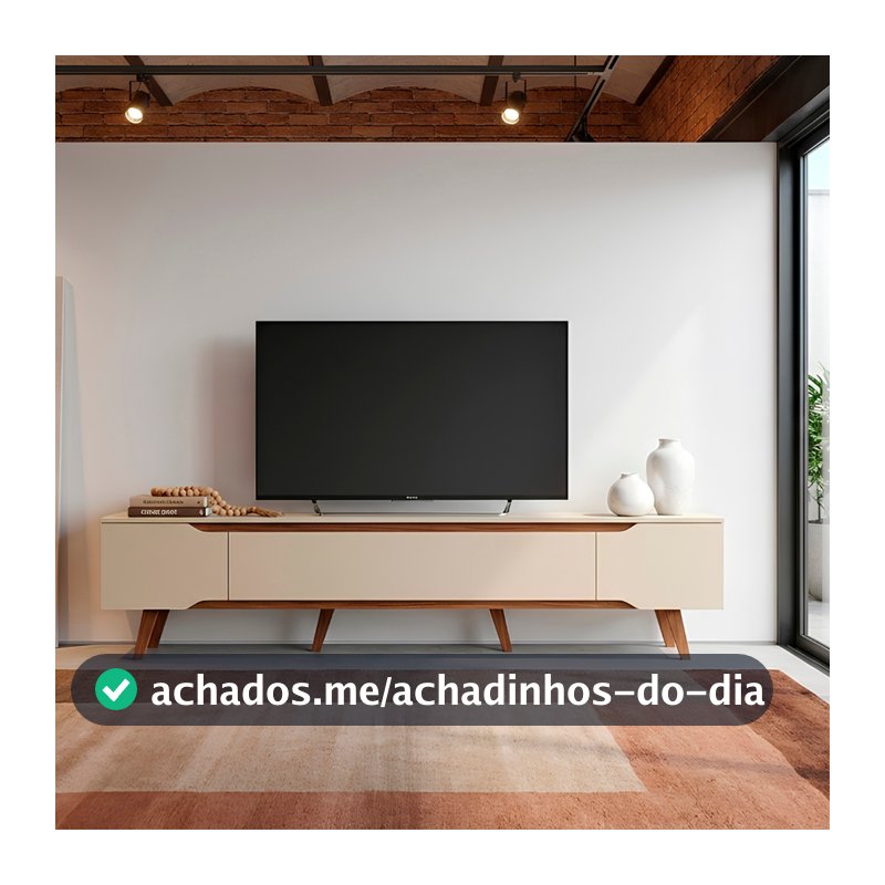 Rack Retrô para TV até 70 polegadas, Pés em Madeira Maciça Shop 2,20m – Moderno e de Alta Qualidade