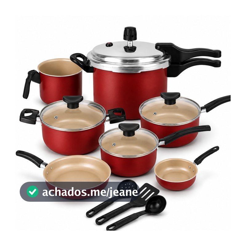 Jogo de Panela Antiaderente Lisboa 10 Pçs com Panela de Pressão 2,5L