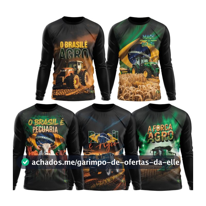 Camiseta Proteção Solar UV Agro Rural Trator Colheita Soja